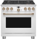 Cafe C2Y366P 36 inch Smart Commercial-Style Dual Fuel Range with 6 Burners, 5.75 cu. ft. Oven Capacity, Precision Temperature Probe and ADA Compliant