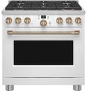 Cafe C2Y366P 36 inch Smart Dual Fuel Commercial-Style Range with 6 Burners, 5.75 cu. ft. Oven Capacity, Precision Temperature Probe and ADA Compliant