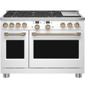 Cafe C2Y486P 48 inch Smart Commercial-Style Dual Fuel Range with 6 Burners and Griddle, 8.25 cu. ft. Total Capacity, and ADA Compliant