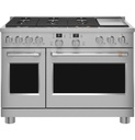 Cafe C2Y486P 48 inch Smart Commercial-Style Dual Fuel Range with 6 Burners and Griddle, 8.25 cu. ft. Total Capacity, and ADA Compliant