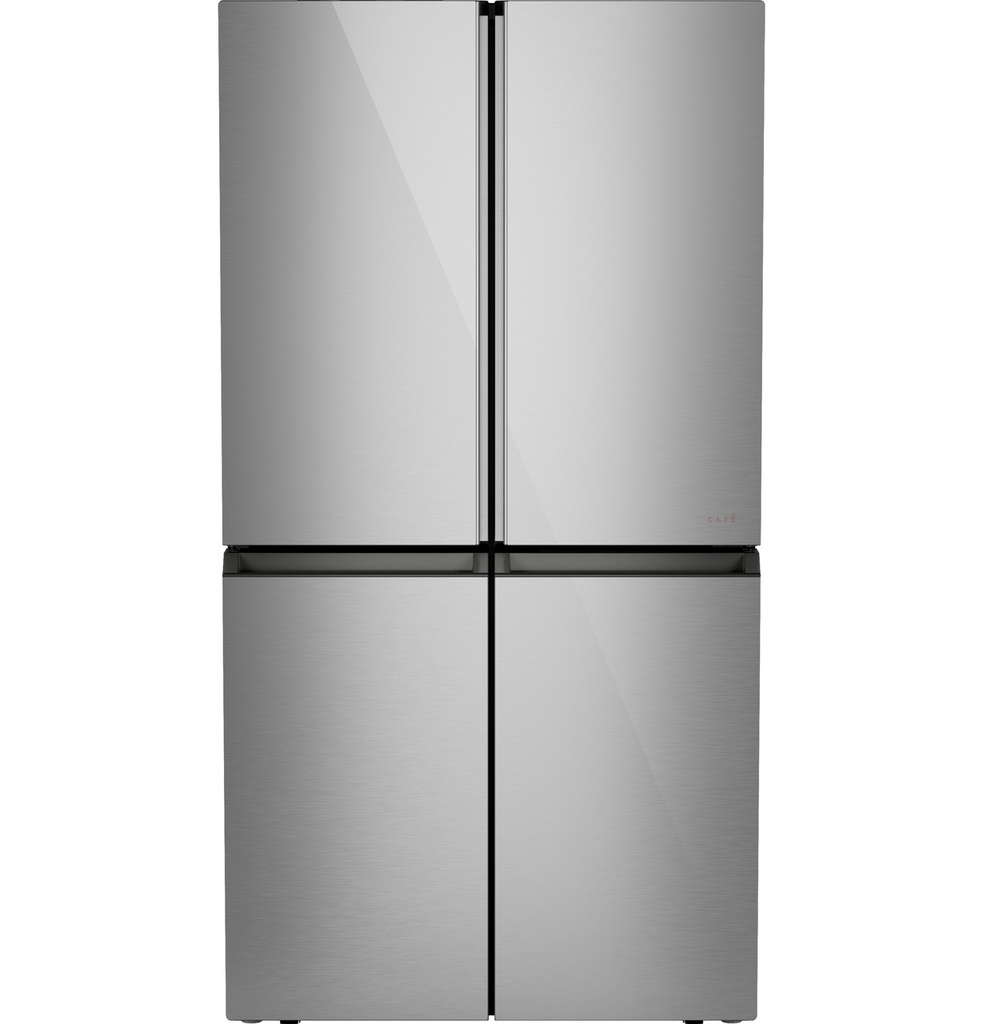 Cafe CAE28DM5TS5 36 inch Smart Quad-Door French Door Refrigerator with 28.3 Cu. Ft. Capacity, ENERGY STAR Rated, and Fully Convertible Zone in Platinum Glass