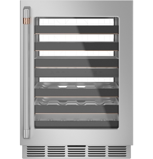 [CCP06DP2PS1] Cafe CCP06DP 24 inch Smart Dual Zone Wine Cooler with 46 Bottle Capacity, LED Light Wall and Magnum Bottle Storage (Stainless Steel)