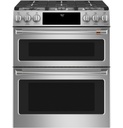 Cafe CGS750P 30 inch Smart Slide-In Gas Double Oven Convection Range with 6 Burners, 6.7 cu. ft. Total Capacity and No-Preheat Air Fry