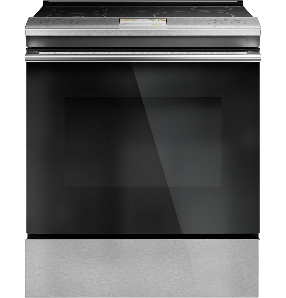 Cafe CHS90XM2NS5 30 inch Smart Slide-In Convection Induction Range with 5 Elements, 5.7 cu. ft. Capacity, Storage Drawer and True European Convection in Platinum Glass