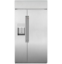 Cafe CSB42YP2NS1 42 inch Smart Built-In Side-by-Side Refrigerator with 24.5 Cu. Ft. Capacity, Showcase LED Lighting and External Dispenser in Stainless Steel 