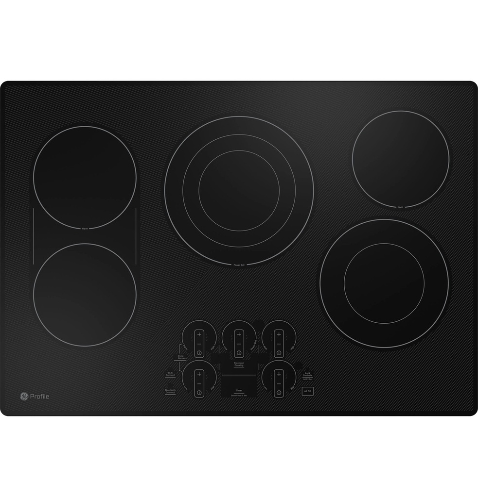 GE Profile PEP9030DTBB 30 inch Smart Electric Cooktop with 5 Elements and Hot Surface Indicator Lights in Black