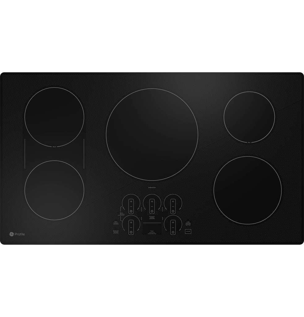 GE Profile PHP9036DTBB 36 inch Smart Induction Cooktop with 5 Elements, Synchronized Elements and Glide Touch Controls in Black