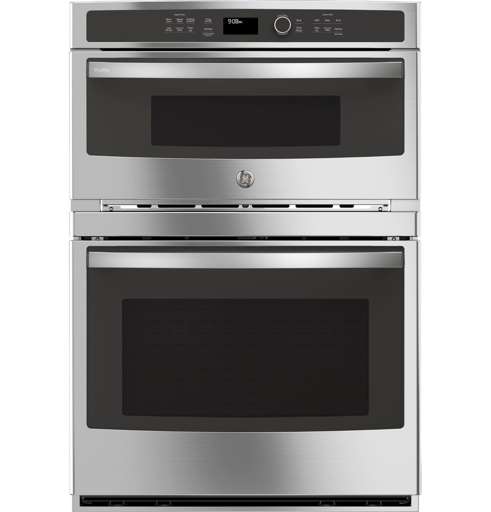 GE Profile PT9800SHSS 30 inch Built-in Combination Double Wall Oven with 5.0 cu. ft. Capacity, 1.7 cu. ft. Microwave, True European Convection, Speedcook Technology and Halogen Heat, in Stainless Steel