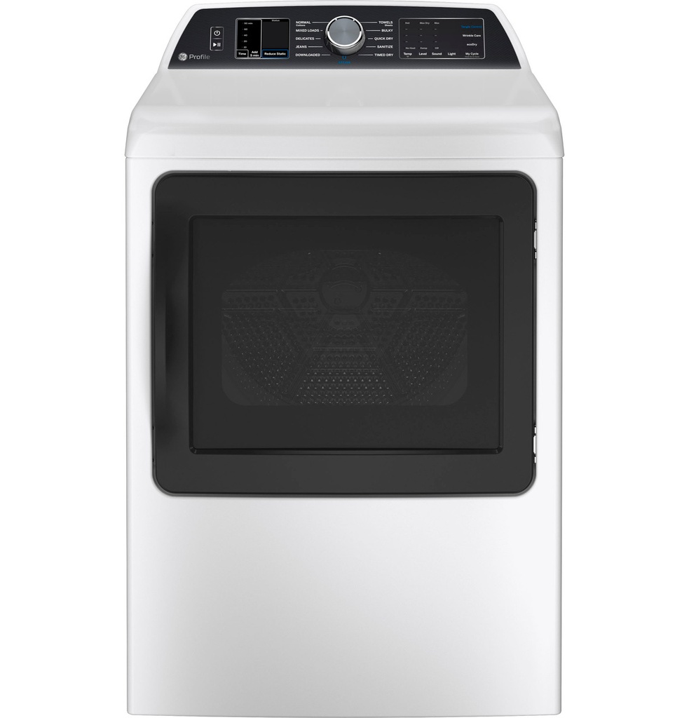 GE Profile PTD70EB 27 inch Smart Electric Dryer with 7.4 cu. ft. Capacity, Long Vent, Aluminized Alloy Drum, Steam, Washer Link, Sanitize Cycle, Sensor Dry