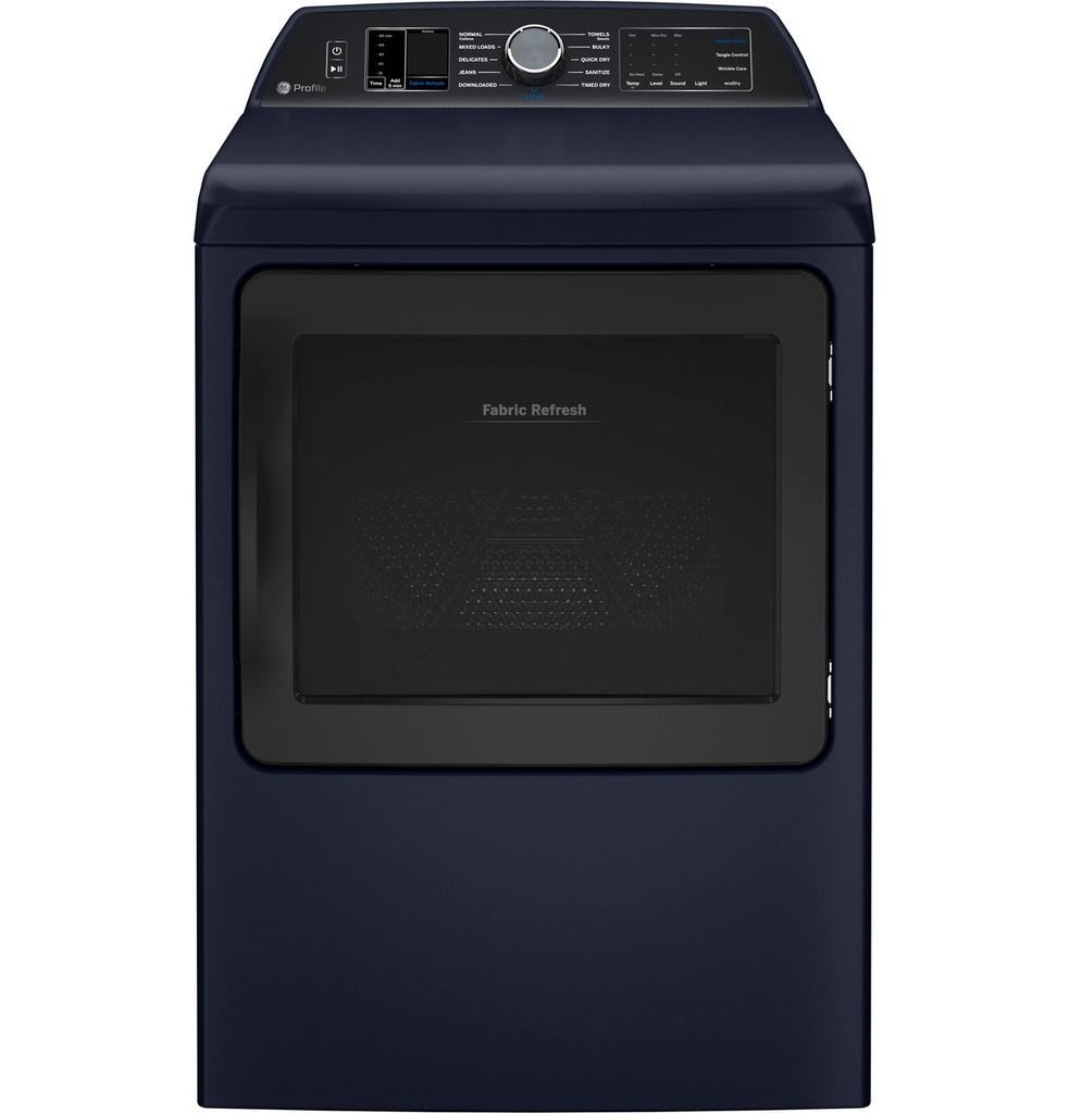 GE Profile PTD90EB 27 inch Smart Electric Dryer with 7.3 cu. ft. Capacity, Aluminized Alloy Drum, Fabric Refresh, Steam, Washer Link, and Sanitize Cycle