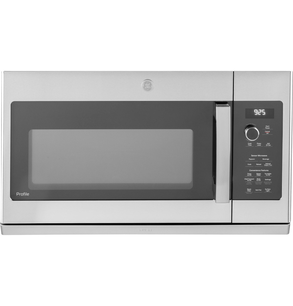 GE Profile PVM9225SRSS 30 inch Convection Over-The-Range Microwave with 2.2 cu. ft. Capacity, Chef Connect, Extendable Slide-Out Vent and Sensor Cook in Stainless Steel