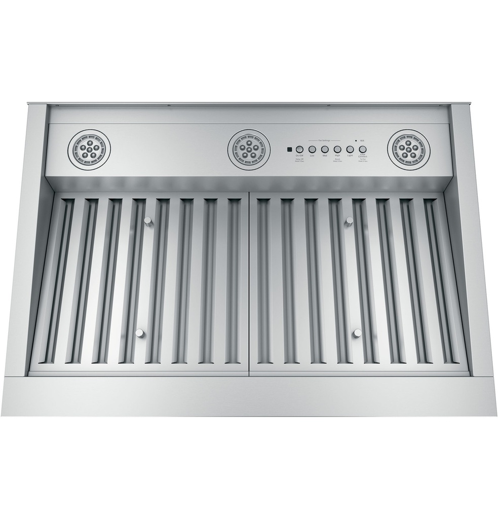GE UVC9300SLSS 30 inch Smart Custom Hood Insert with 610 CFM, Baffle Filters and Dimmable LED Lighting in Stainless Steel