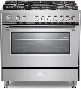 Verona VUFSGG365 36 inch Ultima Collection Freestanding Gas Range with 5 Sealed SABAF Brass Burners, 5 cu. ft. Oven Capacity, Temperature Gauge