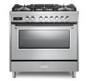 Verona VUFSGE365 36 inch Ultima Collection Freestanding Dual Fuel Range with 5 Sealed SABAF Brass Burners, 5 cu. ft. Oven Capacity 