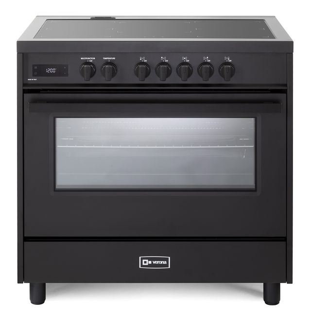 Verona VMFSIE365EE 36 inch Ultima Midnight Collection Freestanding Induction Range with 5 Elements, 5 cu. ft. Oven Capacity and Touch Control Clock