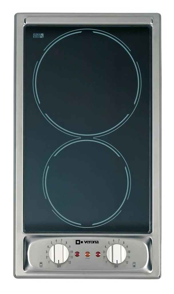 Verona VEECT212FSS 12 inch 220V Solid Disk Cooktop with 2 Elements and Residual Heat Indicator Light in Stainless Steel