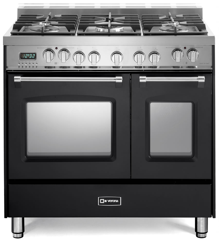 Verona VPFSGE365D 36 inch Prestige Series Freestanding Dual Fuel Double Oven Range with 5 Sealed Burners, 3.9 cu. ft. Oven Capacity and European Convection