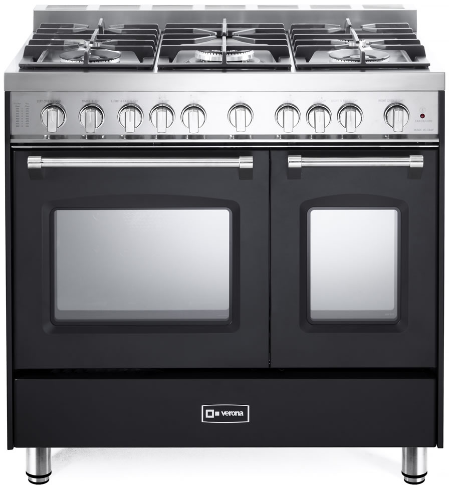 Verona VPFSGG365D 36 inch Prestige Series Freestanding Gas Double Oven Range with 5 Sealed Burners, 3.9 cu. ft. Oven Capacity and Convection