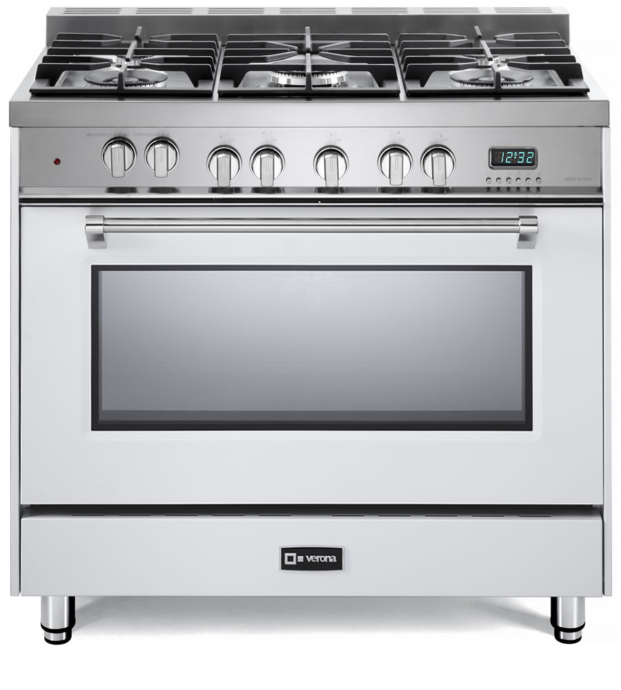 Verona VPFSGE365 36 inch Prestige Freestanding Dual Fuel Range with 5 Sealed Burners, 4 cu. ft. Oven Capacity and European Convection
