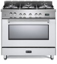 Verona VPFSGE365W 36 inch Prestige Freestanding Dual Fuel Range with 5 Sealed Burners, 4 cu. ft. Oven Capacity, European Convection in White