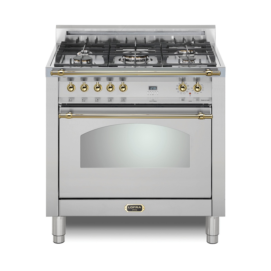 Lofra G500 36 inch Dolcevita Series Freestanding Dual Fuel Range with 5 Sealed Brass Burners, 3 cu. ft. Oven Capacity, True European Convection