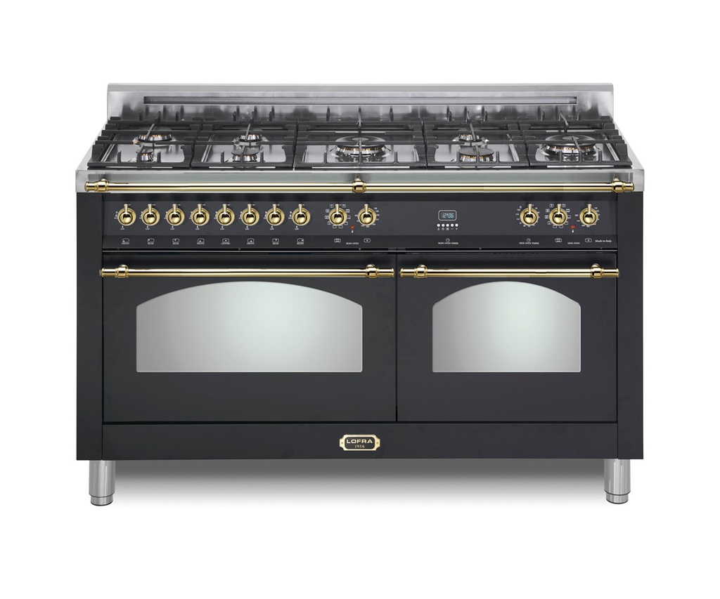 Lofra RD60MMG800 60 inch Dolcevita Series Freestanding Dual Fuel Range with 8 Sealed Brass Burners, 4.92 cu. ft. Total Oven Capacity and True European Convection