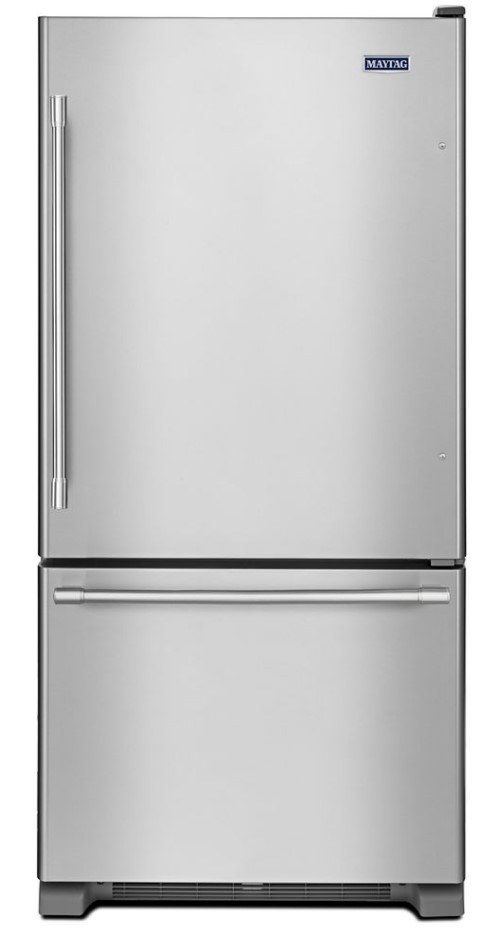 Maytag MBF1958FEZ 30 inch Bottom Freezer Refrigerator with 18.67 cu. ft. Capacity, BrightSeries LED Lighting, FreshLock Crispers, Energy Star, in Fingerprint Resistant Stainless Steel