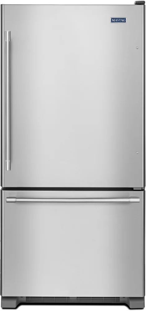 Maytag MBF2258FEZ 33 inch Bottom Freezer Refrigerator with 22.07 cu. ft. Capacity, BrightSeries LED Lighting, FreshLock Crispers, Energy Star, in Fingerprint Resistant Stainless Steel