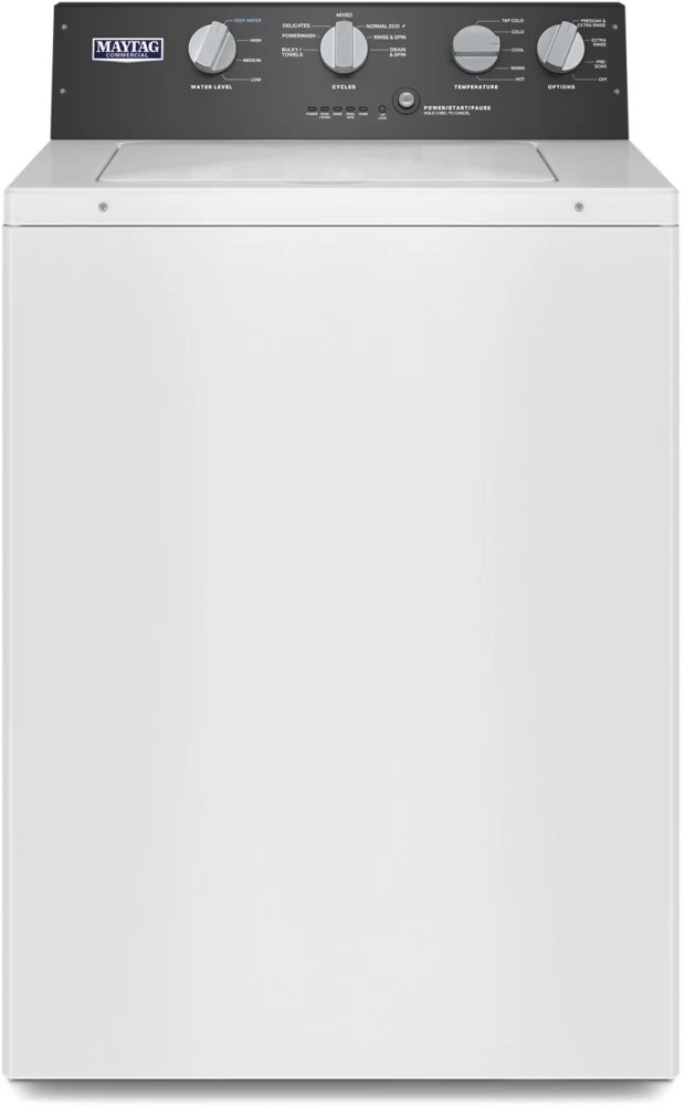 Maytag MVWP586GW 27 inch Commercial-Grade Residential Top Load Washer with 3.5 cu. ft. Capacity, 1/2 Horsepower Motor and Dual Action Agitator, in White