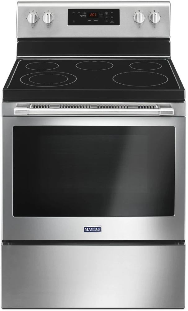 Maytag MER6600FZ 30 inch Freestanding Electric Range with 5 Elements, 5.3 cu. ft. Oven Capacity, Keep Warm Setting, Self Clean in Fingerprint Resistant Stainless Steel