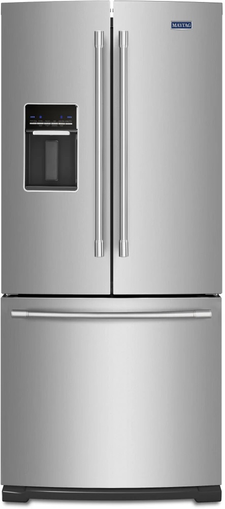 Maytag MFW2055FRZ 30 inch French Door Refrigerator with 19.68 cu. ft. Capacity, Exterior Water Dispenser and BrightSeries LED Lighting in Fingerprint Resistant Stainless Steel