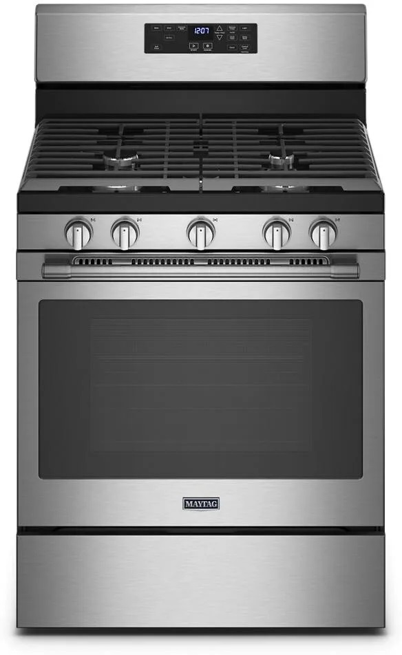 Maytag MGR7700LZ 30 inch Freestanding Gas Range with 5 Burners, 5 cu. ft. Oven Capacity, Air Fry and Self Clean in Fingerprint Resistant Stainless Steel
