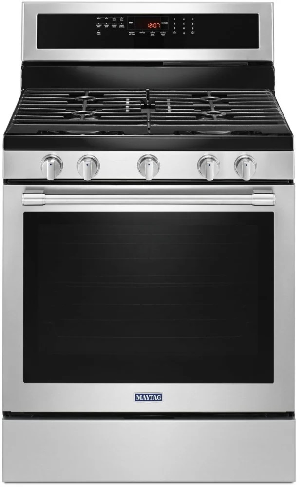 Maytag MGR8800FZ 30 inch Freestanding Gas Range with 5 Burners, 5.8 cu. ft. Oven Capacity, True Convection and AquaLift Self-Cleaning Technology in Fingerprint Resistant Stainless Steel