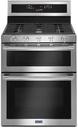 Maytag MGT8800FZ 30 inch Freestanding Double Oven Gas Range with 5 Burners, 6 cu. ft. Oven Capacity, True Convection and Self-Clean in Fingerprint Resistant Stainless Steel