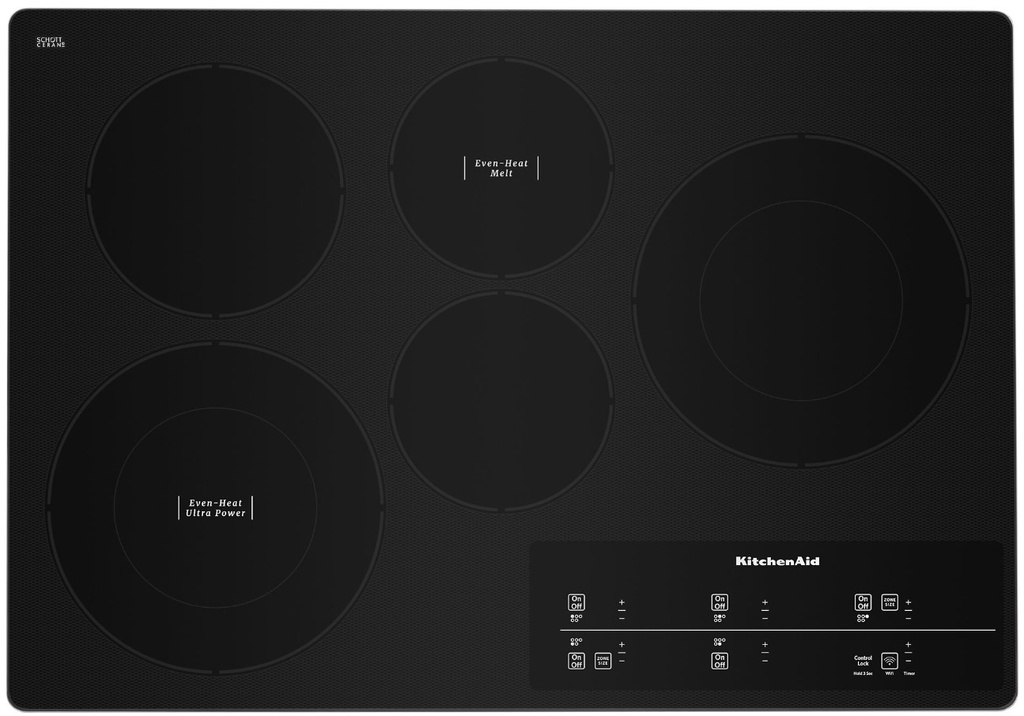 KitchenAid KCES950K 30 inch Electric Cooktop with 5 Elements, Hot Surface Indicator and Touch-Activated Controls