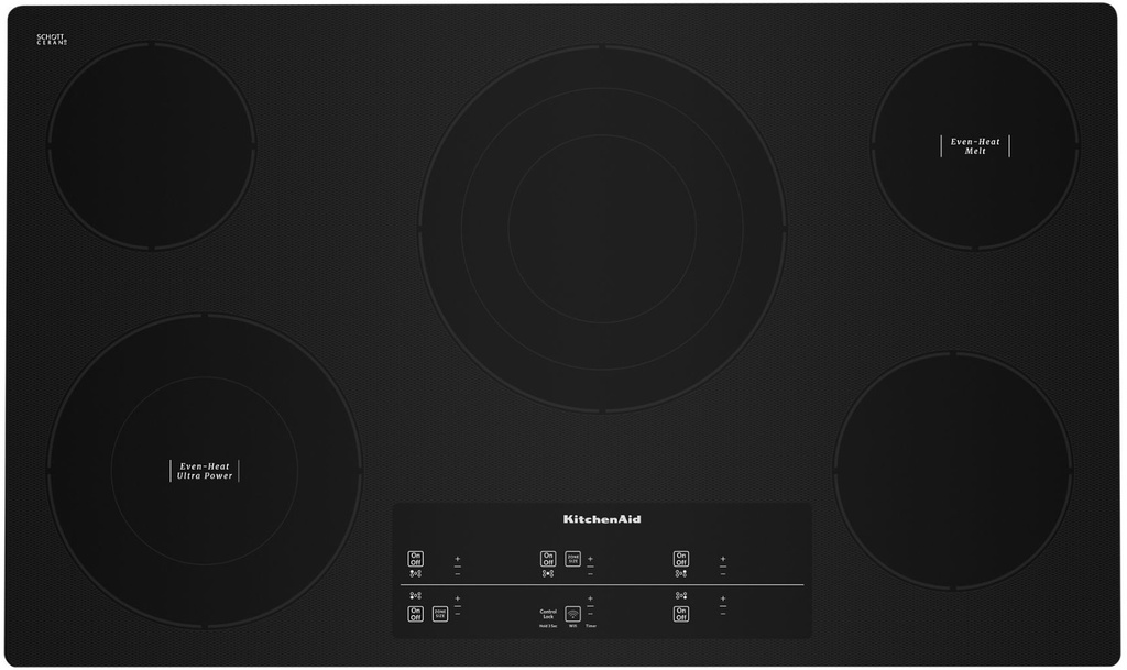 KitchenAid KCES956K 36 inch Electric Cooktop with 5 Elements, Hot Surface Indicator and Touch-Activated Controls