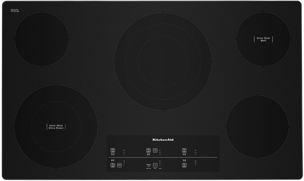 KitchenAid KCES956K 36 inch Electric Cooktop with 5 Elements, Hot Surface Indicator and Touch-Activated Controls