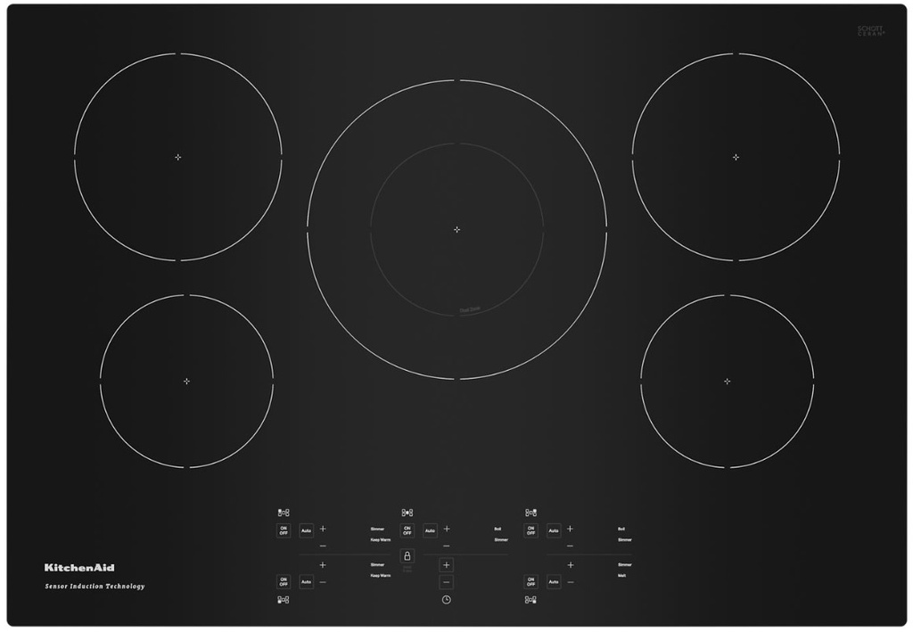 KitchenAid KCIG550J 30 inch Induction Cooktop with 5 Elements, Power Boost Function, Touch-Activated Controls, Pan Size Detection