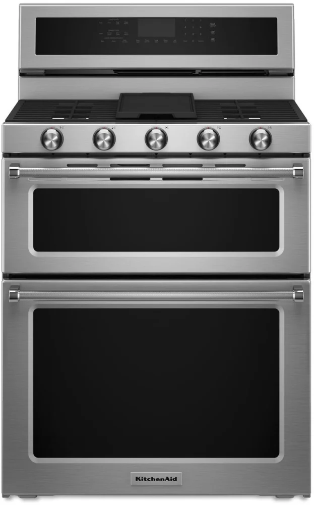 KitchenAid KFDD500ESS 30 inch Freestanding Dual Fuel Range with 5 Burners, 6.7 Cu. Ft. Capacity and Even-Heat True Convection in Stainless Steel