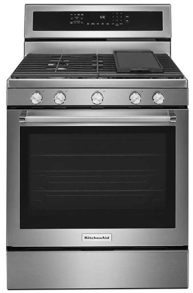 KitchenAid KFGG500E 30 inch Gas Range with 5 Burners, 5.8 Cu. Ft. Capacity and Even-Heat True Convection