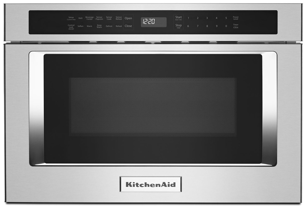 KitchenAid KMBD104GSS 24 inch Built-In Microwave Oven Drawer with 1.2 Cu. Ft. Capacity and Sensor Cook in Stainless Steel