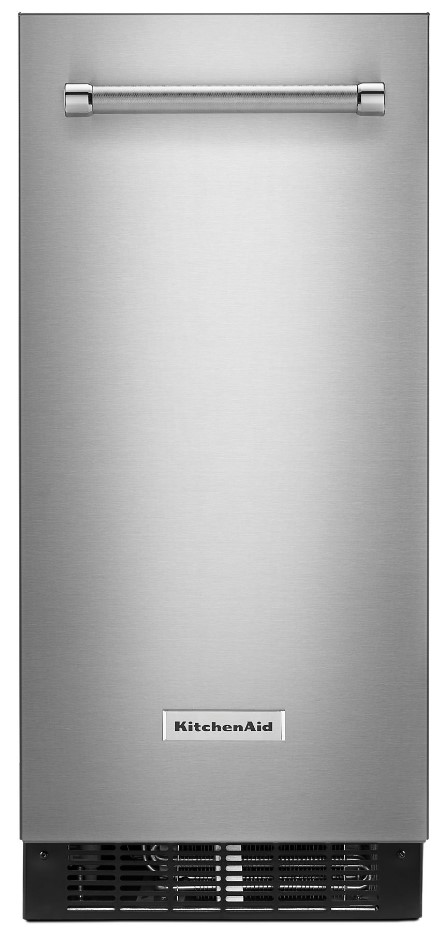 KitchenAid KUIX335HPS 15 inch Automatic Ice Maker with Clear Ice, 25 lbs. Storage Capacity and Self Cleaning Cycle, PrintShield Finish, in Stainless Steel (Non Drain Pump Model)