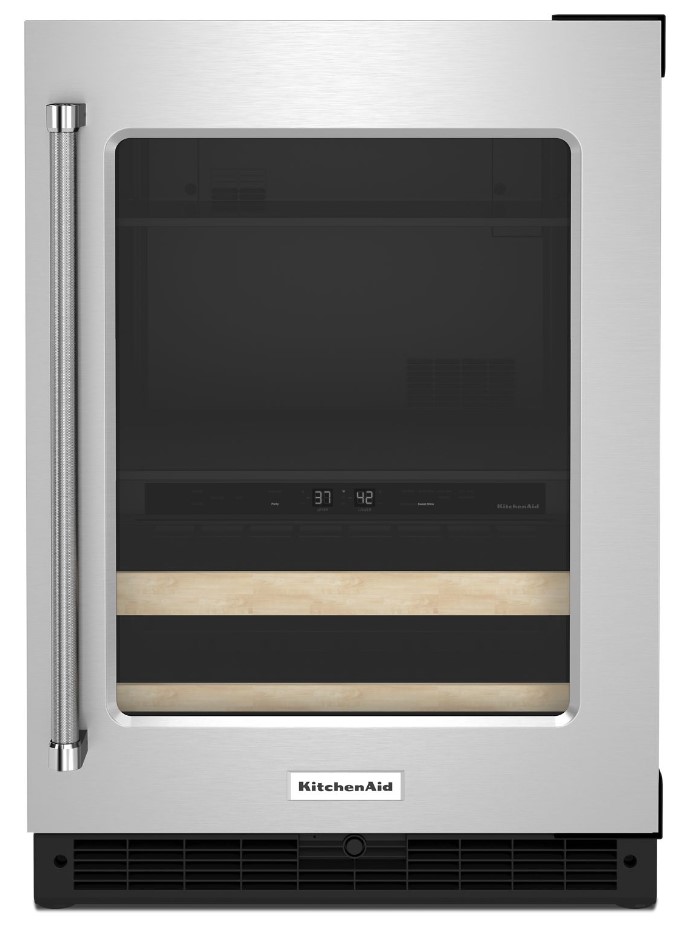 KitchenAid KUBR214K 24 inch Dual Zone Beverage Center with 4.8 cu. ft. Capacity, Motion-Activated LED Lighting and Two Temperature-Controlled Zones