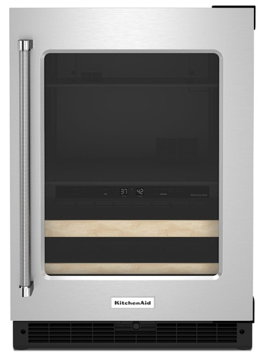 [KUBR214KSB] KitchenAid KUBR214K 24 inch Dual Zone Beverage Center with 4.8 cu. ft. Capacity, Motion-Activated LED Lighting and Two Temperature-Controlled Zones (Stainless Steel)