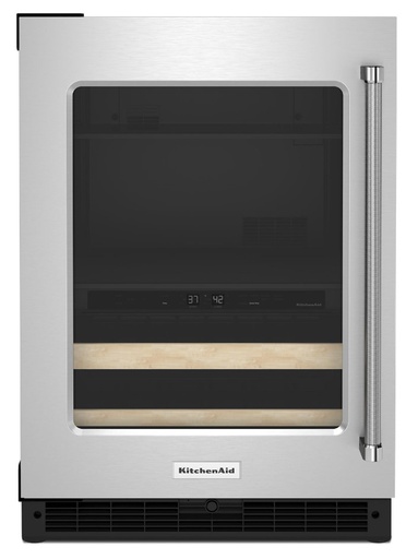[KUBL214KSB] KitchenAid KUBL214KSB 24 inch Dual Zone Beverage Center with 4.8 cu. ft. Capacity, Motion-Activated LED Lighting and 2 Temperature-Controlled Zones in Stainless Steel