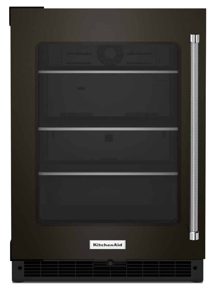 KitchenAid KUR314K 24 inch Undercounter Compact Refrigerator with 5.2 cu. ft. Capacity, Glass Door, Motion-Activated LED Lighting and Automatic Defrost