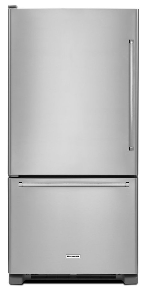 KitchenAid KRB102ESS 33 inch Bottom Freezer Refrigerator with 22.07 cu. ft. Capacity, ExtendFresh Temperature Management System and Humidity-Controlled Crispers in Stainless Steel