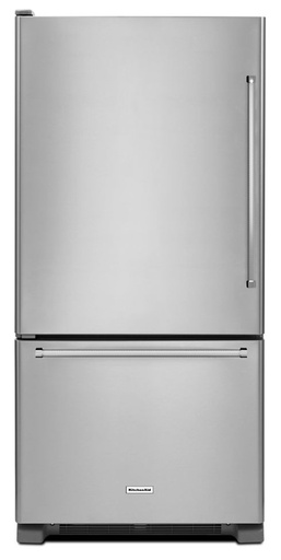 [KRBL102ESS] KitchenAid KRB102ESS 33 inch Bottom Freezer Refrigerator with 22.07 cu. ft. Capacity, ExtendFresh Temperature Management System and Humidity-Controlled Crispers in Stainless Steel (Left Hinge)