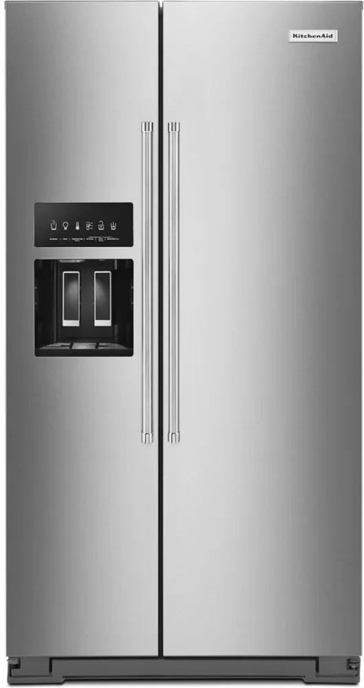 KitchenAid KRSC700H 36 inch Counter-Depth Side-By-Side Refrigerator with 19.8 cu. ft. Capacity, Exterior Ice and Water Dispenser, PrintShield Finish and Preserva Food Care System 