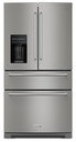 KitchenAid KRMF536R 36 inch 4-Door French Door Refrigerator with 26.2 cu. ft. Capacity, Signature Platinum Interior and Exterior Ice and Water Dispenser with Measured Fill